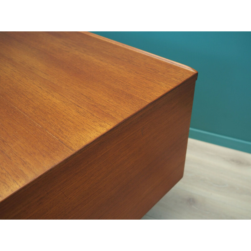 Vintage teak desk with solid wood legs by H. Jensen & T. Valeur, 1970s