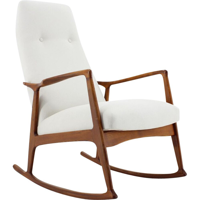 Vintage beech rocking chair by Drevotvar, Czechoslovakia 1970s