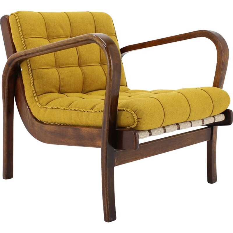 Vintage oak armchair by Karel Kozelka and Antonin Kropacek, Czechoslovakia 1940s