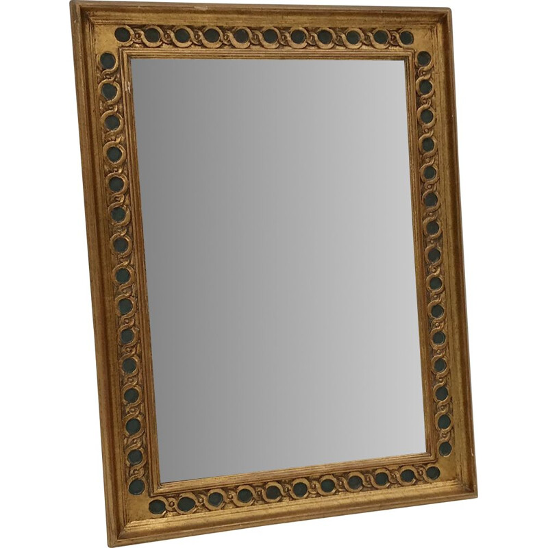 Vintage rectangular mirror in gilded wood, 1950