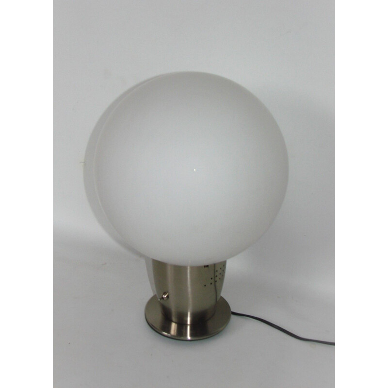 Vintage modernist steel and glass table lamp, 1980