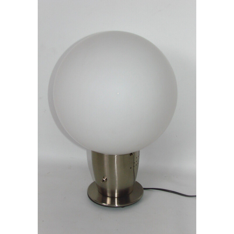 Vintage modernist steel and glass table lamp, 1980
