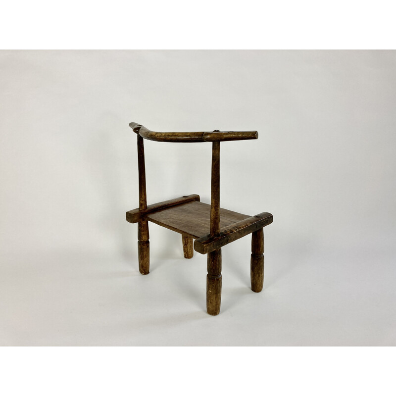 Vintage hand carved African Baoulé chair, Ivory Coast