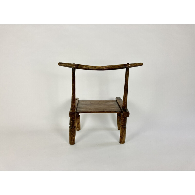Vintage hand carved African Baoulé chair, Ivory Coast