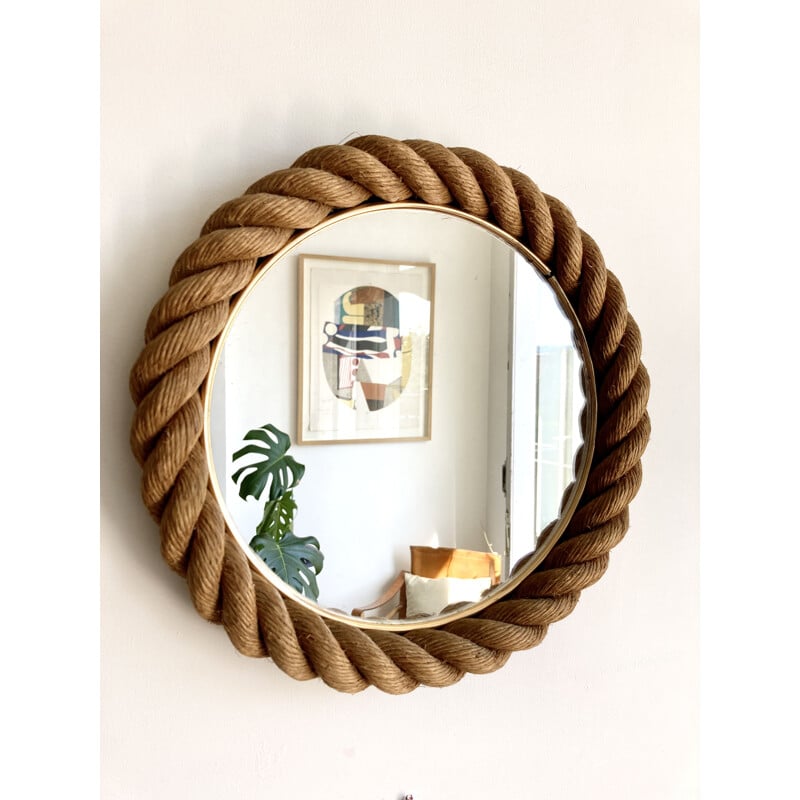 Rope mirror by Adrien Audoux & Frida Minet, France 1960