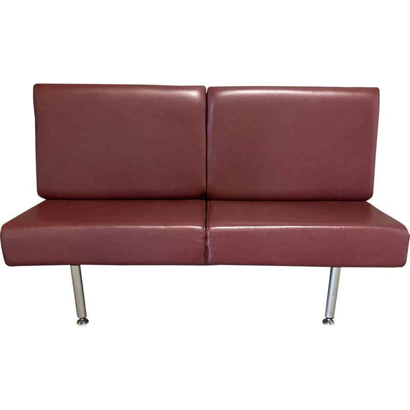Scandinavian design vintage leather and metal hanging sofa