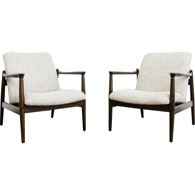 Pair of GFM-64 armchairs vintage by Edmund Homa, Poland 1960s