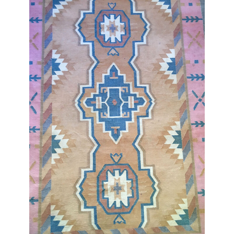 Vintage Kilim woven carpet pastel colors