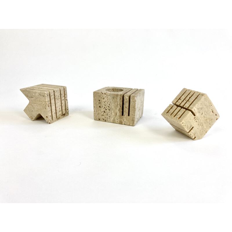 Vintage travertine desk set by Cerri Nestore, Italy 1960-70s