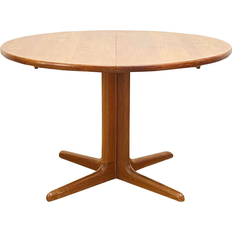 Table de salle à manger vintage ronde extensible en teck, Danemark 1950