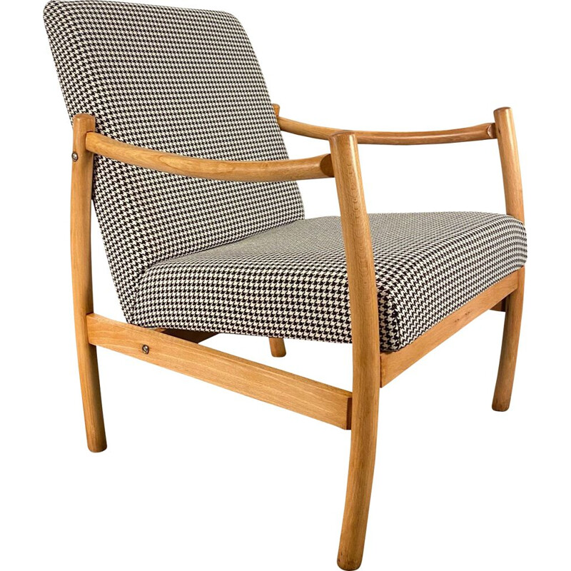 Vintage clubfauteuil van gebogen essenhout, Polen 1960