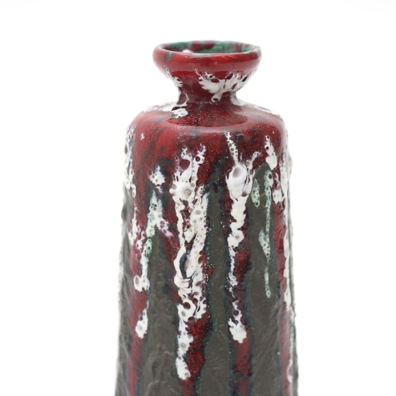 Vintage vaso de cerâmica e esmalte de efeito lava, Itália 1960