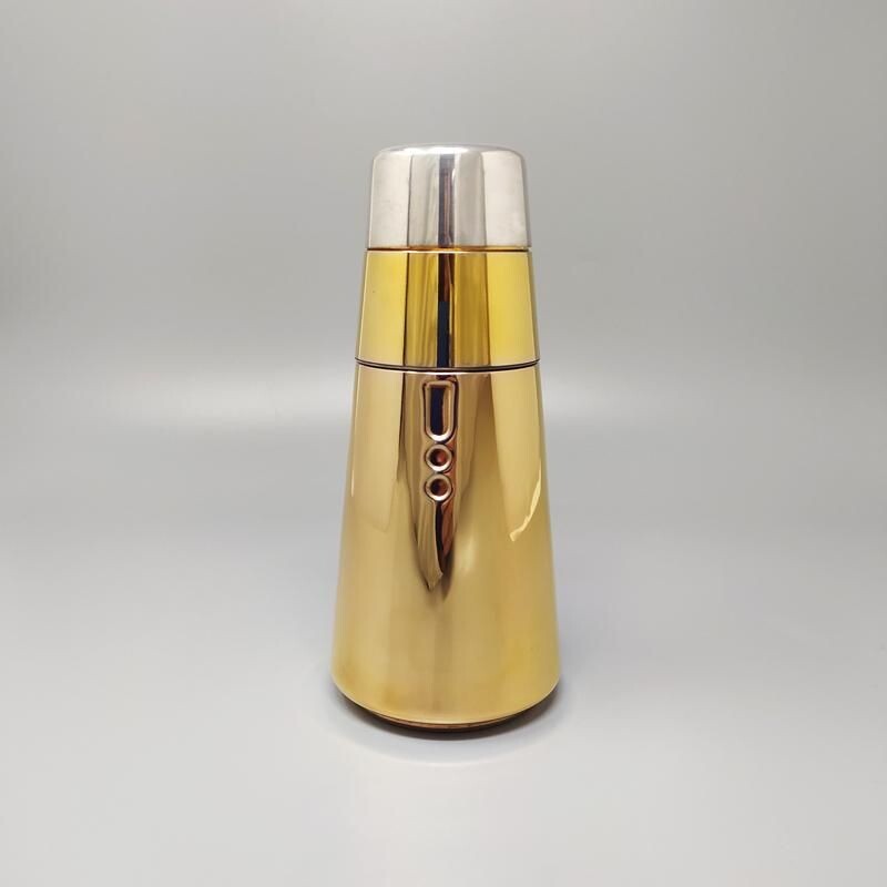 Vintage cocktail shaker in silver and pink gold plated for Laras of Italy, Italy 1960s