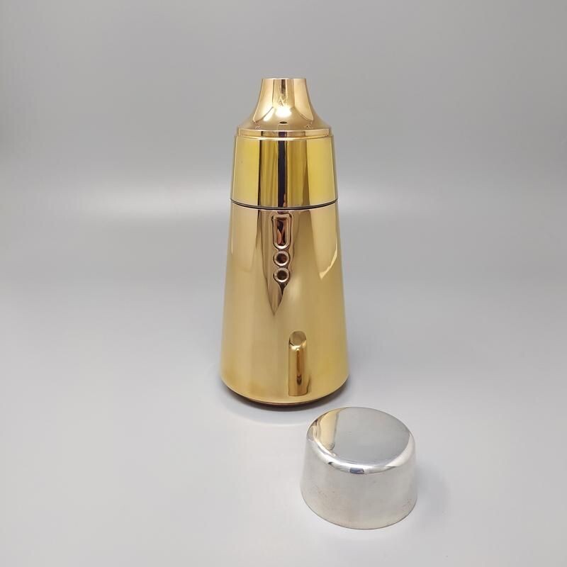 Vintage cocktail shaker in silver and pink gold plated for Laras of Italy, Italy 1960s