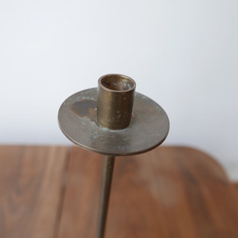 Mid-century pair of brass table candlesticks