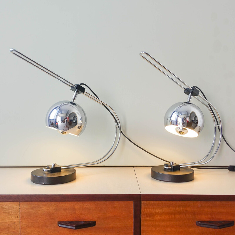 Vintage pair of Eyeball Reggiani table lamps, Italy 1970's