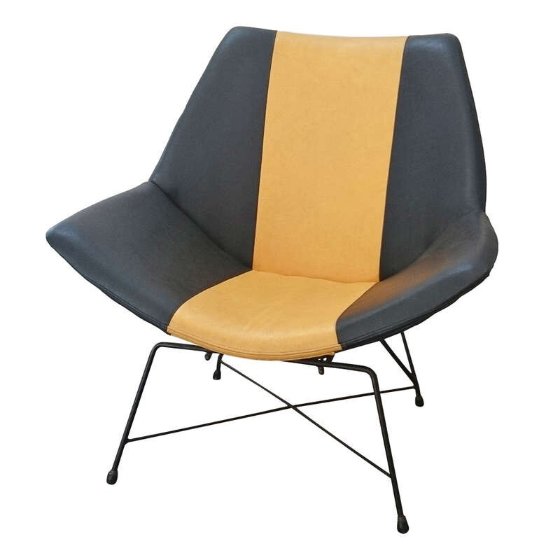 Saporiti "Kosmos" armchair in black and yellow, Augusto BOZZI - 1950s