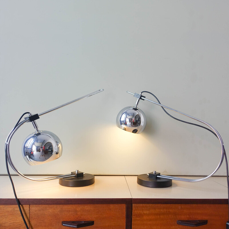 Vintage pair of Eyeball Reggiani table lamps, Italy 1970's