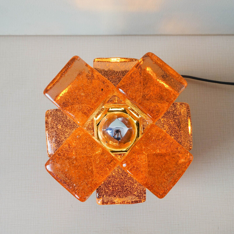 Mid-century orange glass table lamp by Albano Poli for Poliarte, 1970's