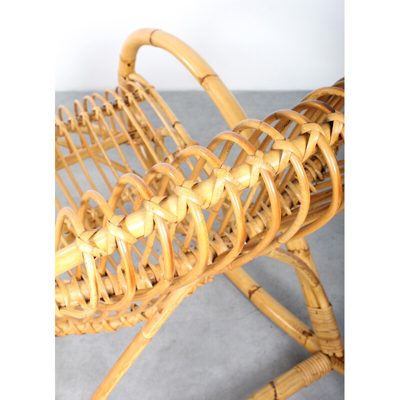 Dutch Rohé Noordwolde rocking chair in wicker - 1960s