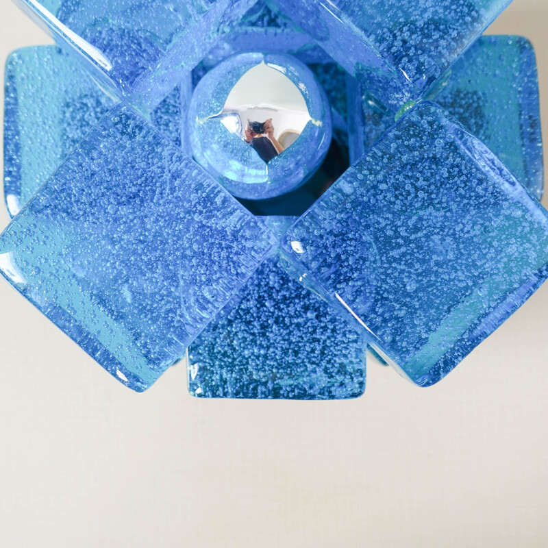 Lámpara vintage de cristal azul de Albano Poli para Poliarte, 1970