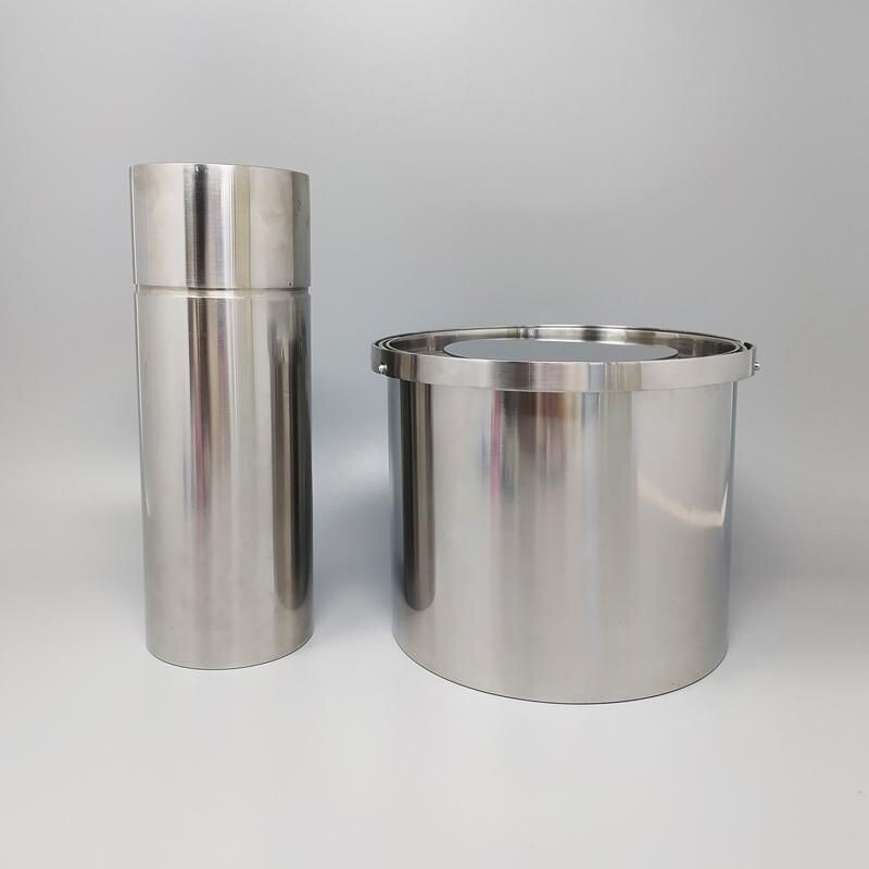 Vintage cocktail shaker with stainless steel ice bucket by Arne Jacobsen for Stelton, Denmark 1960