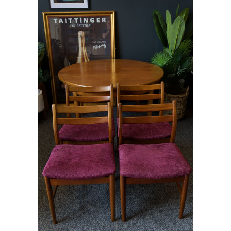 Mid-century set of Jentique extensions dining table and 4 chairs