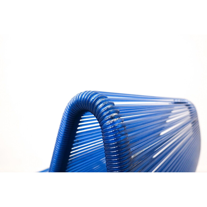 Vintage blauwe plastic touwstoel van Roberto Semprini, Italië