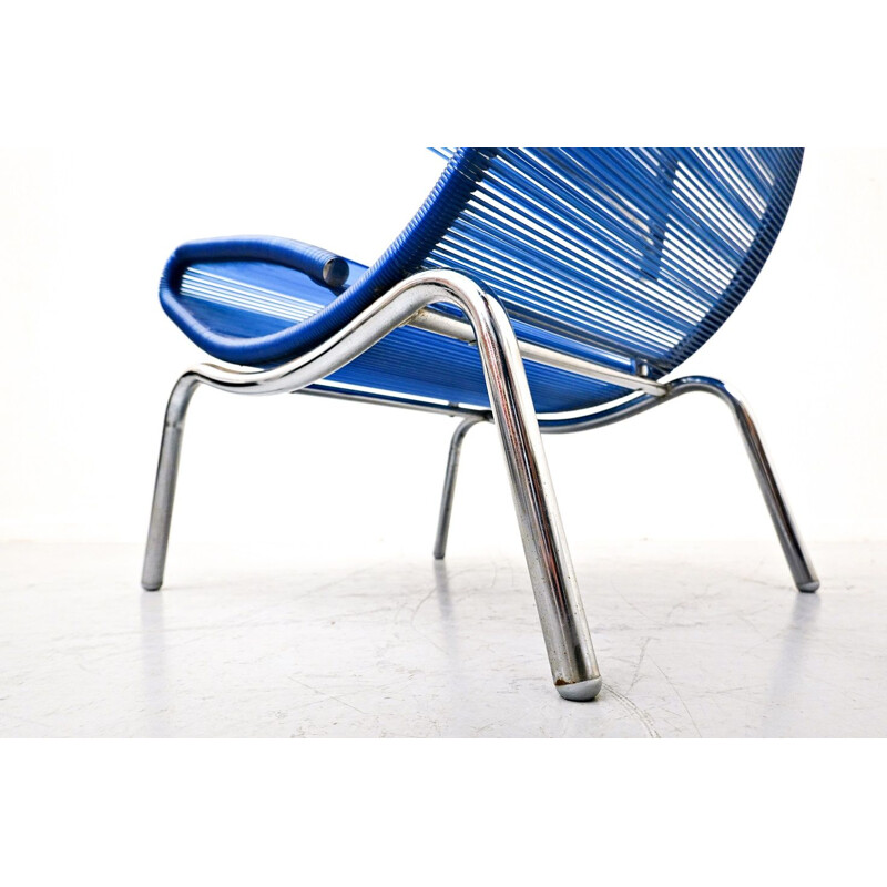 Chaise vintage en plastique bleu en corde par Roberto Semprini, Italie