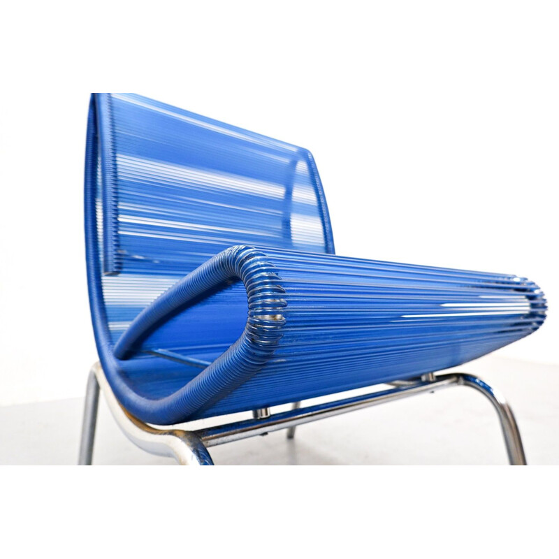 Vintage blue plastic rope chair by Roberto Semprini, Italy