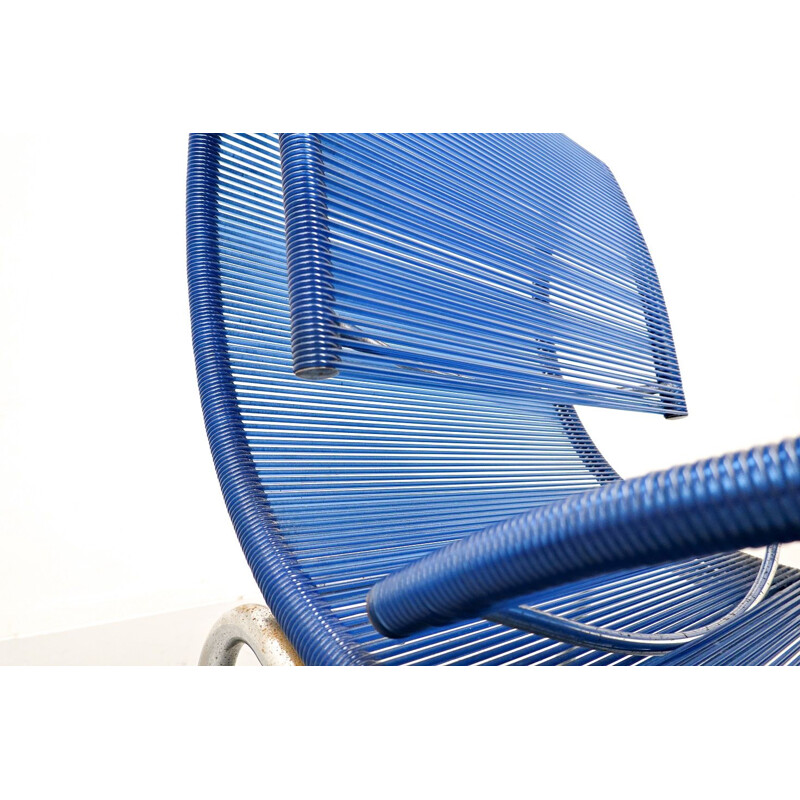 Chaise vintage en plastique bleu en corde par Roberto Semprini, Italie