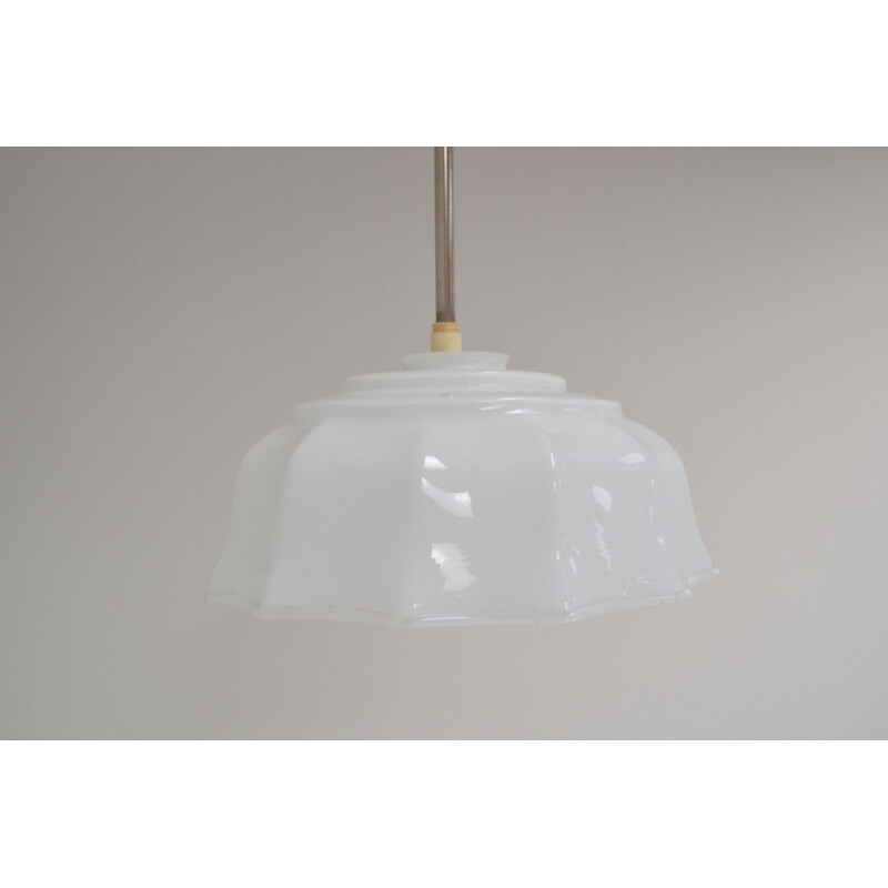 Mid-century Milk Glass pendant, Czechoslovakia 1960's