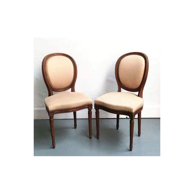 Set of 5 Louis XVI style medallion chairs in wood