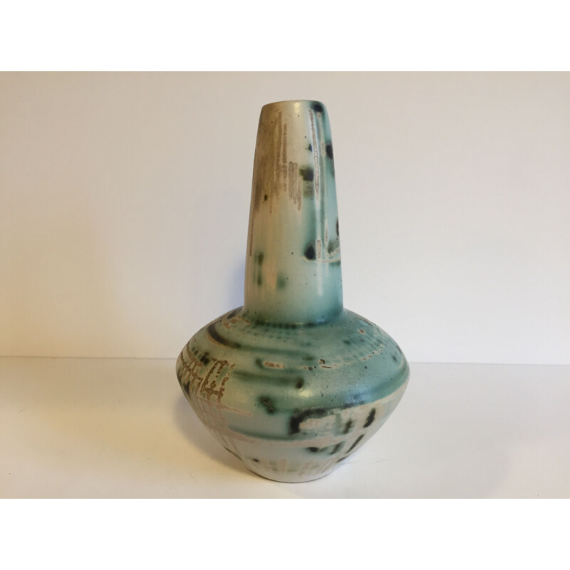 Vintage ceramic vase with abstract motifs by Jacques BLIN, 1950s