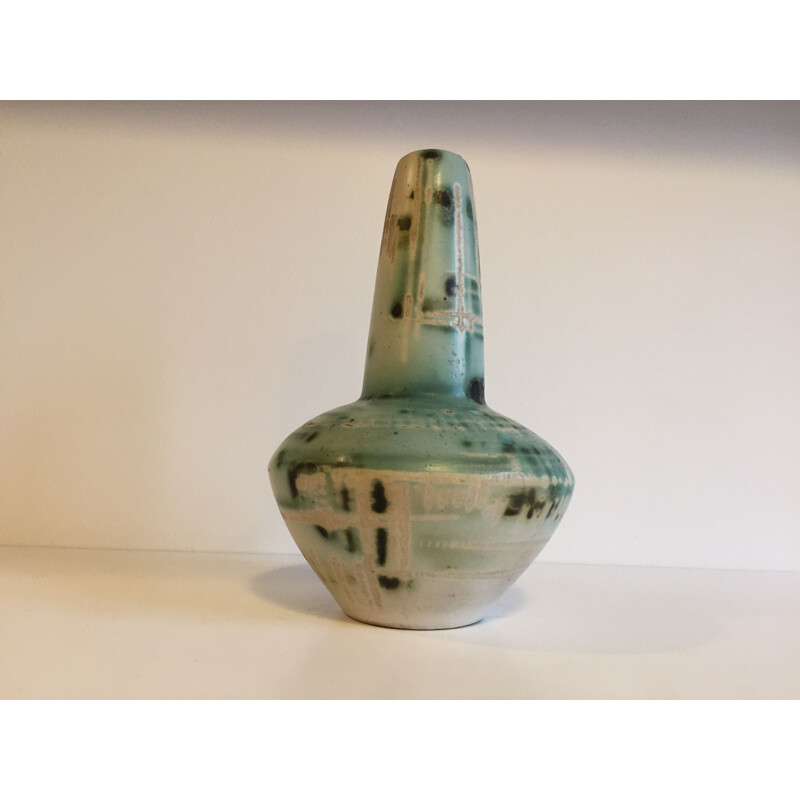 Vintage ceramic vase with abstract motifs by Jacques BLIN, 1950s