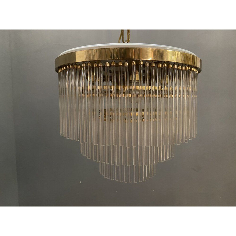 Vintage Murano glass Rod chandelier, 1970s
