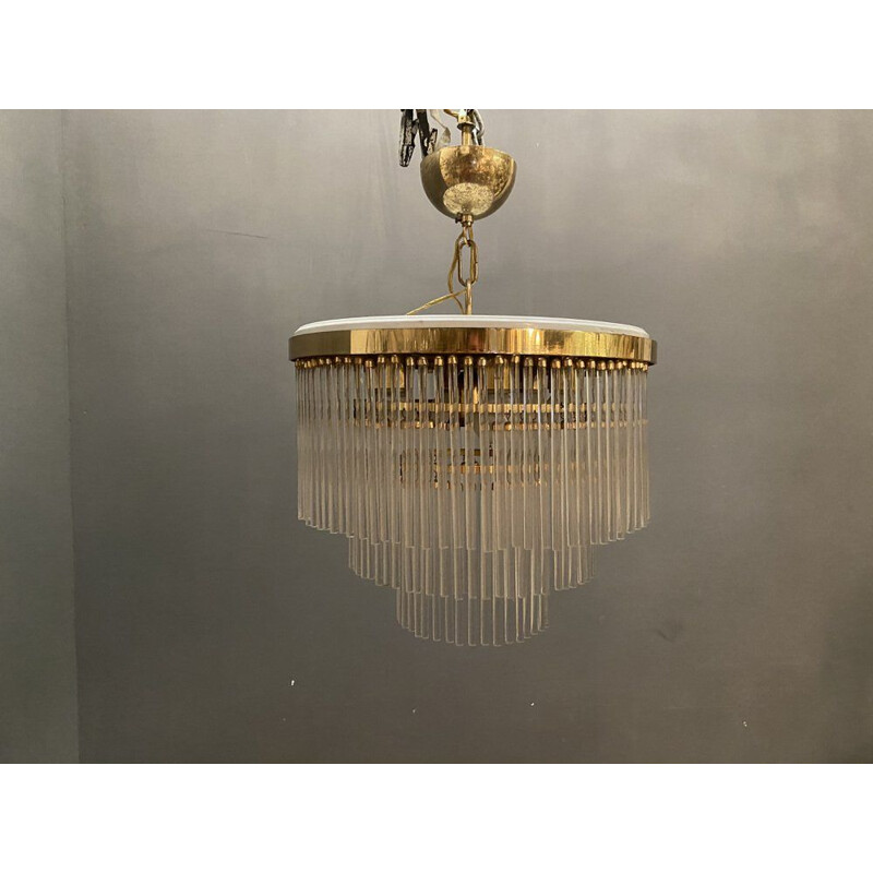 Vintage Murano glass Rod chandelier, 1970s