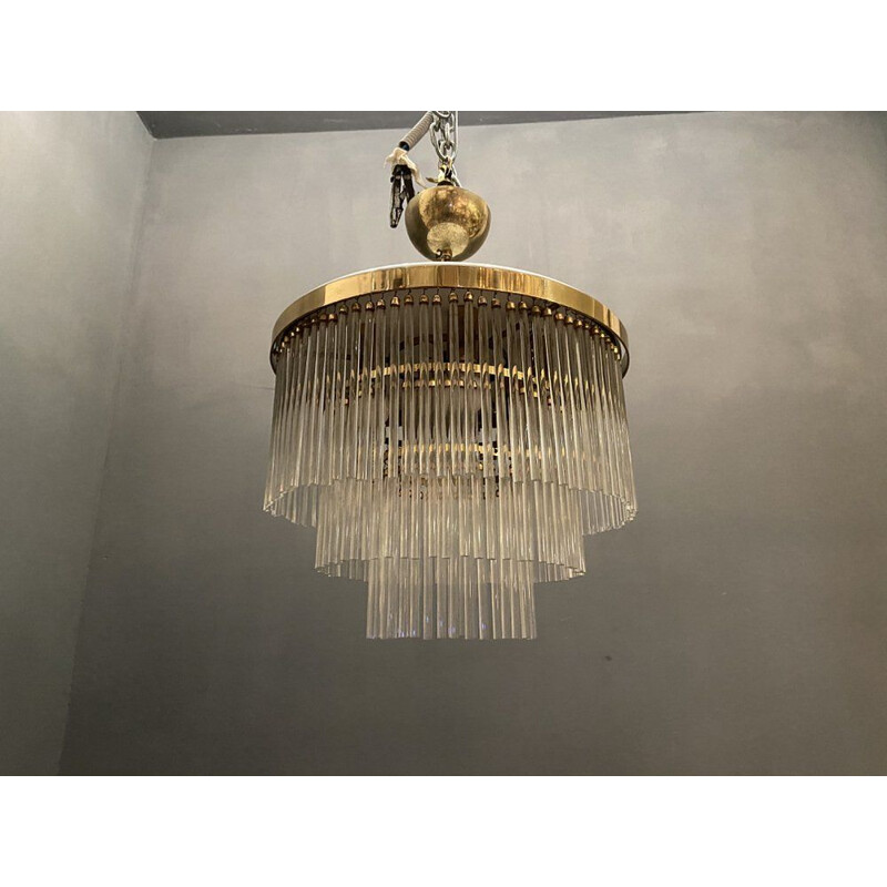 Vintage Murano glass Rod chandelier, 1970s