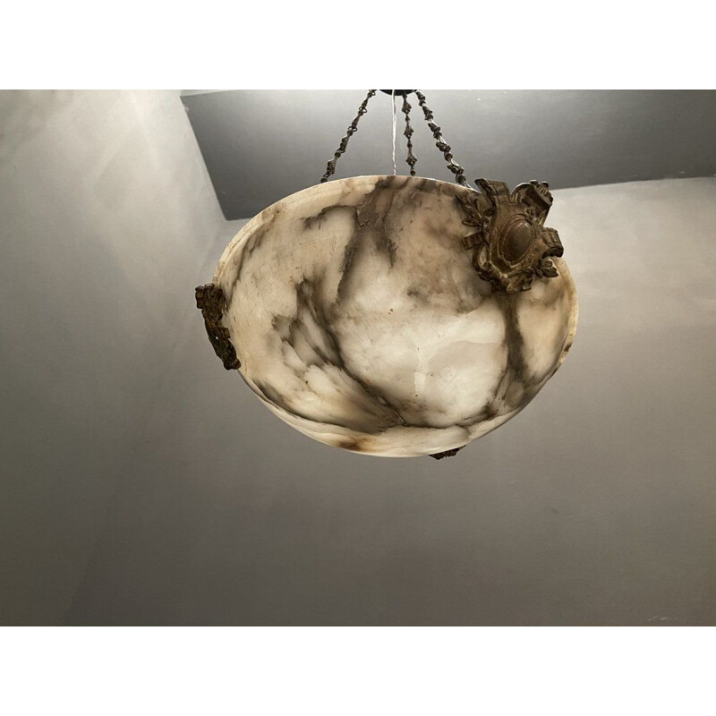 Vintage alabaster hanging lamp, Italy 1930