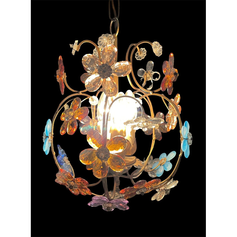 Vintage murano glass flower chandelier, 1960