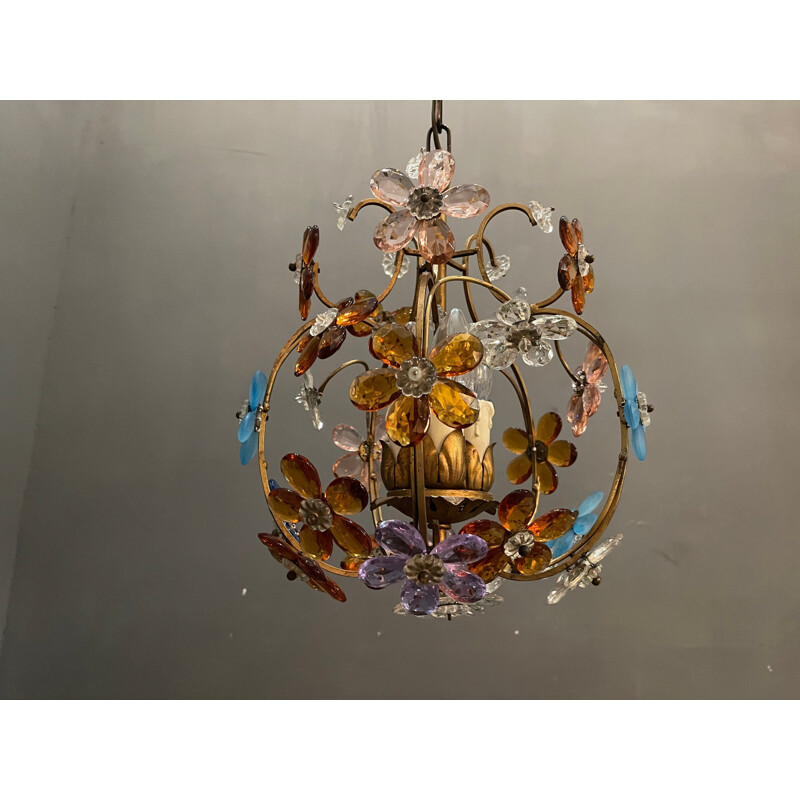 Vintage murano glass flower chandelier, 1960