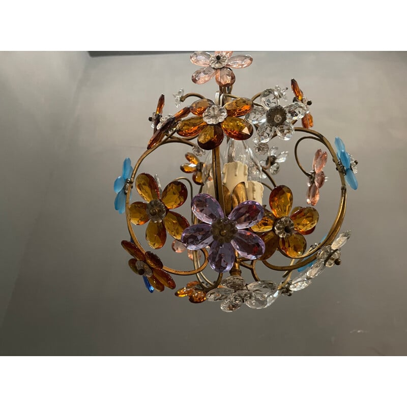 Vintage murano glass flower chandelier, 1960