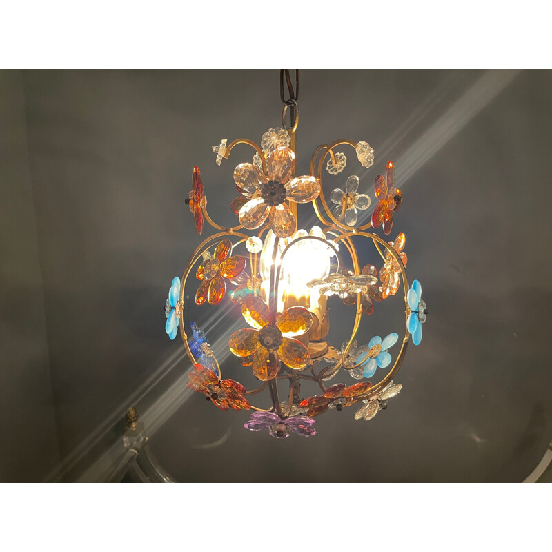 Vintage murano glass flower chandelier, 1960