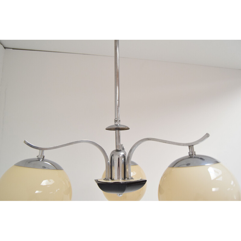 Mid-century Art Deco chandelier, Czechoslovakia 1930's