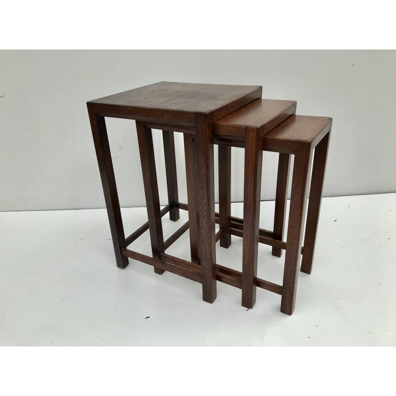 Vintage nesting tables in exotic wood