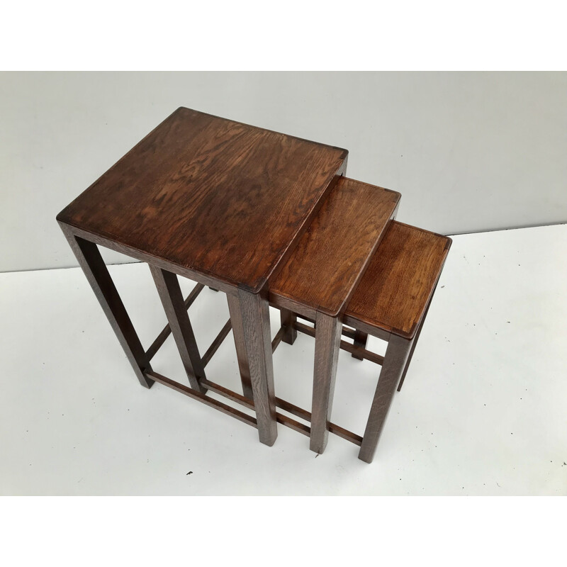 Vintage nesting tables in exotic wood