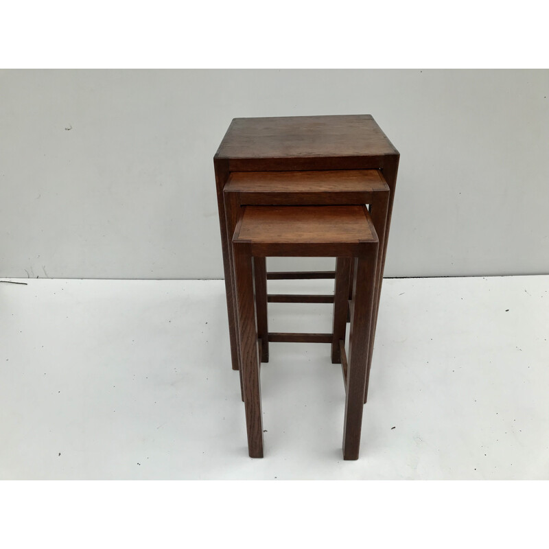 Vintage nesting tables in exotic wood