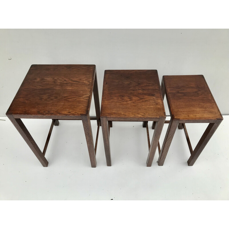 Tables gigognes vintage en bois exotique