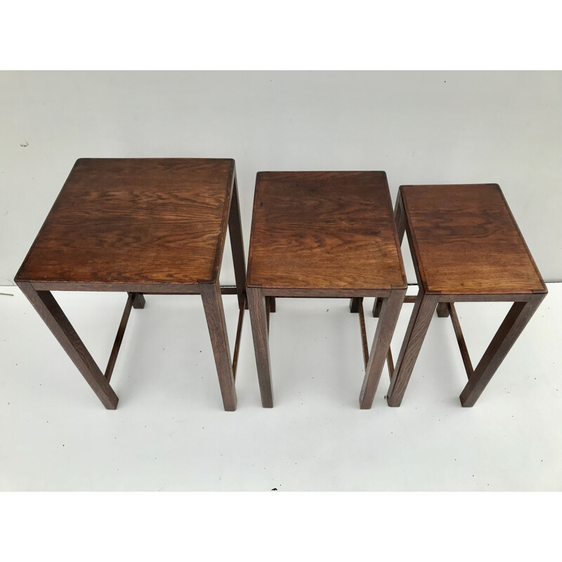 Vintage nesting tables in exotic wood