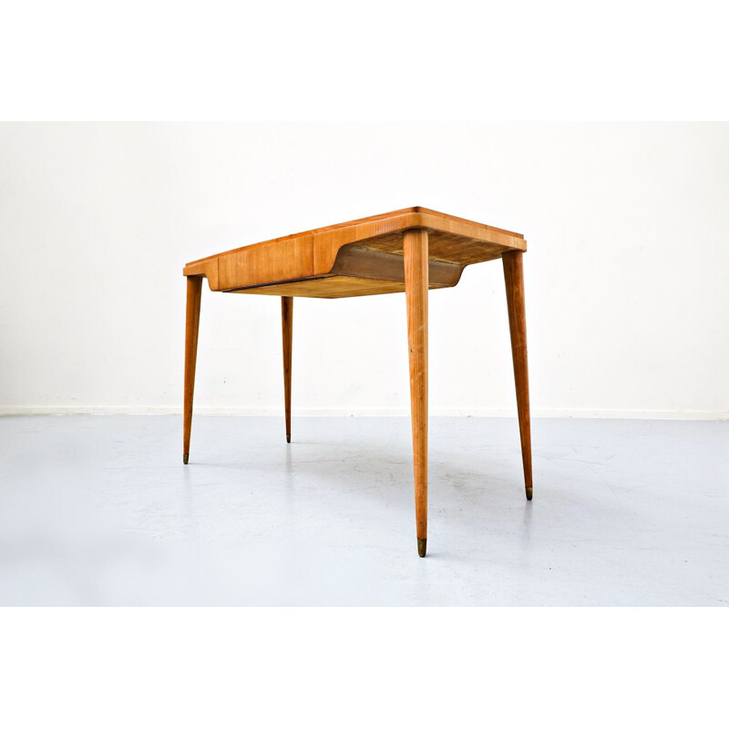 Mid-century wood and glass top desk, Italy 1950s